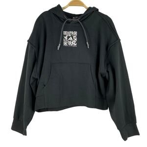 adidas + Karlie Kloss Y2K Bar Code Hoodie Sweatshirt Women Medium Black Crop NWT